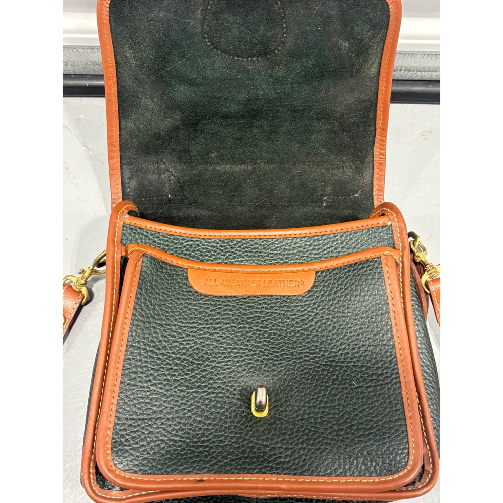 Dooney & Bourke Vintage All Weather Leather Crossbody Bag Green Tan Satchel - Picture 5 of 7